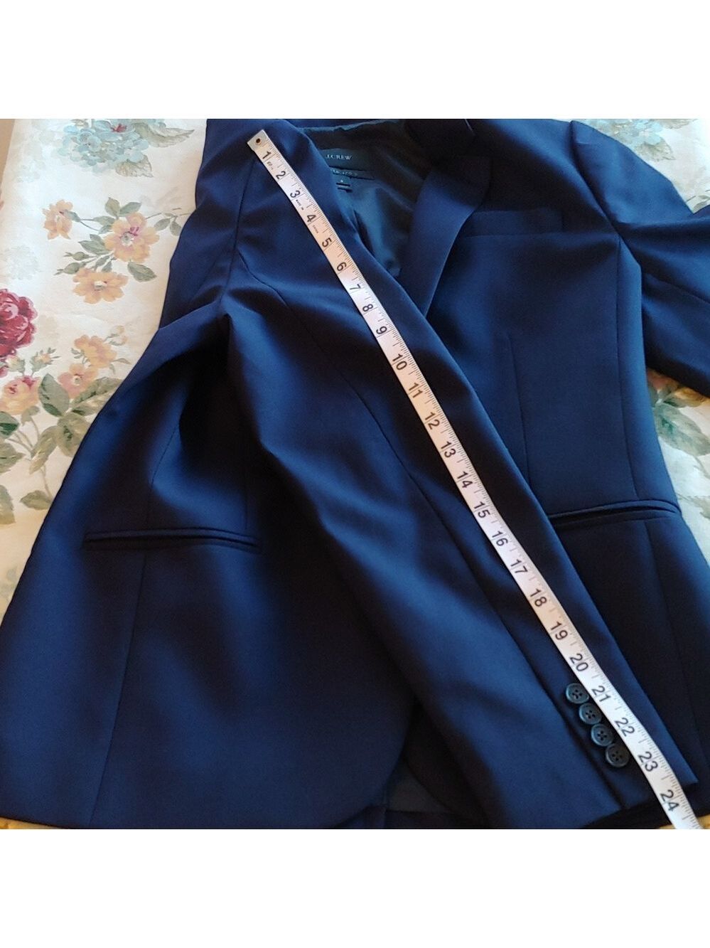J. Crew Fine Wool Super 120s Button Blazer Coat in Navy Blue Women's size 8 - Picture 10 of 16